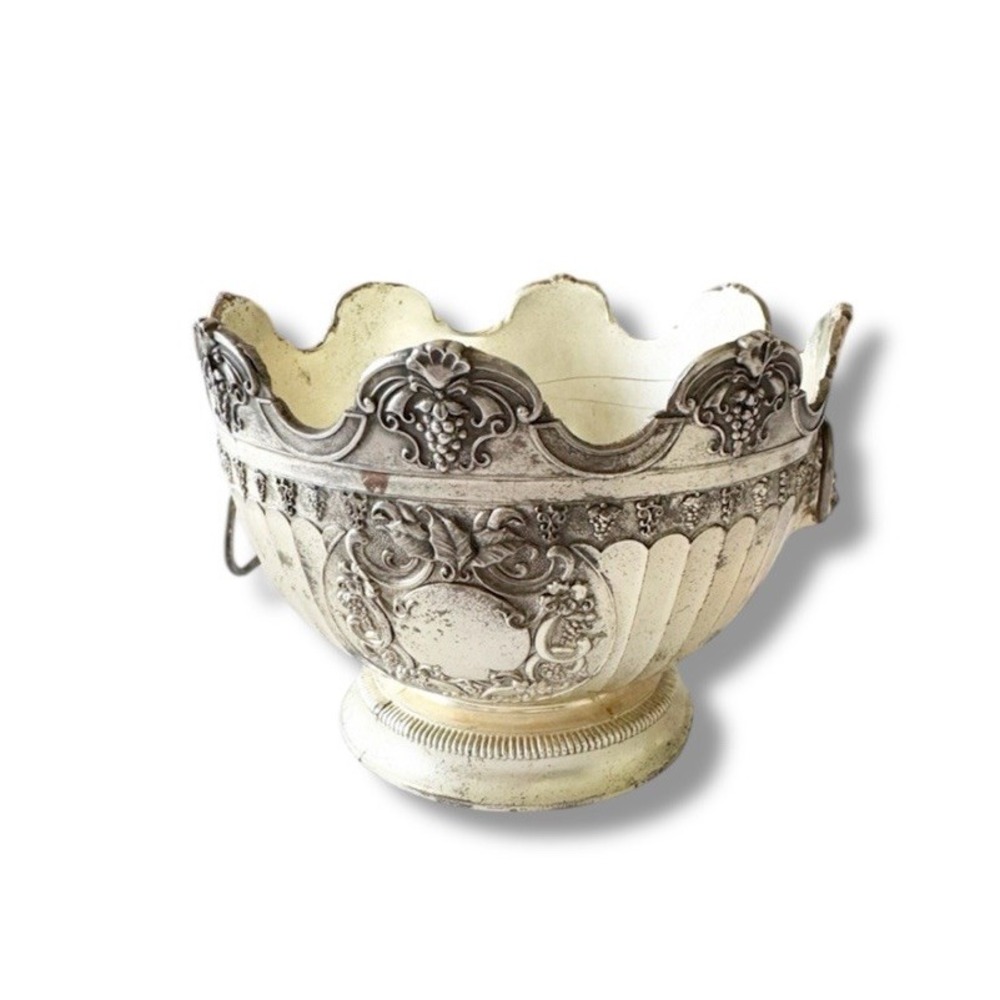 Silver-Plated Monteith-Style Bowl Himark Japan Lion Handled Compote Serving Read
